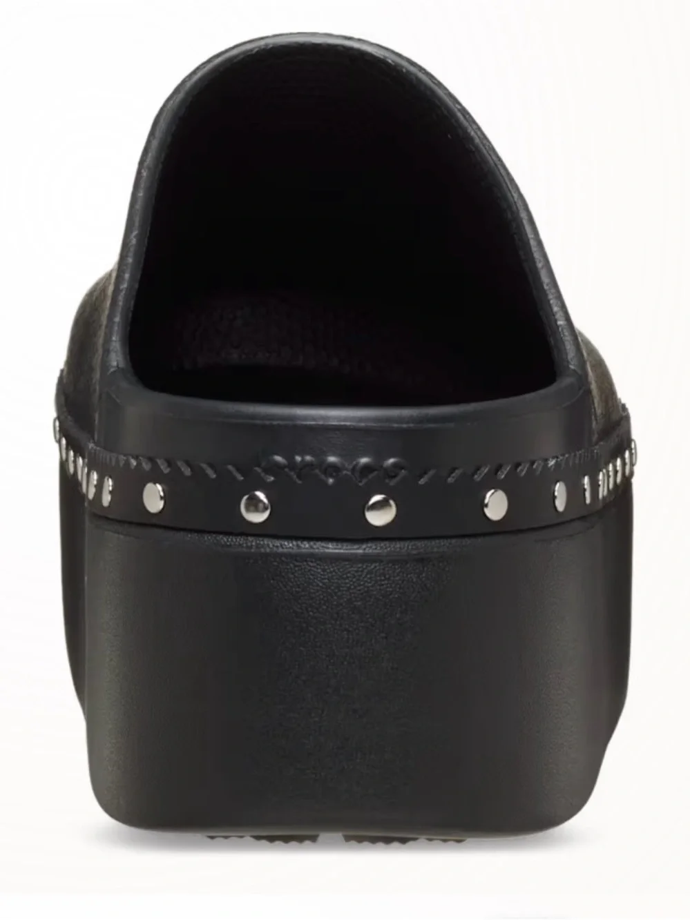 CROCS Black Platform Clog with Silver Stud Accents - Picture 4 of 7